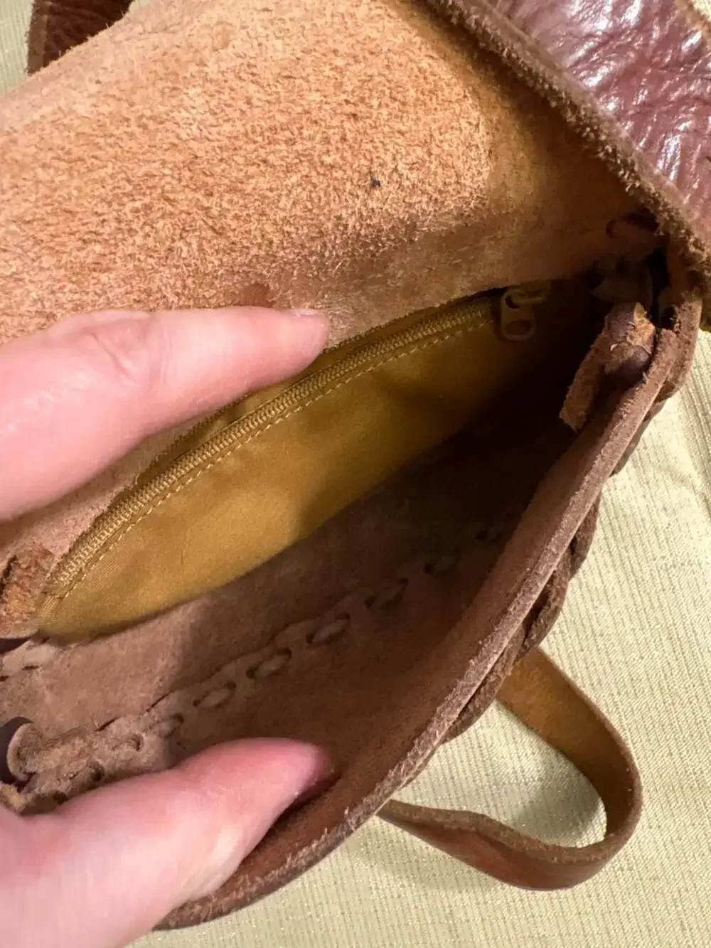 Vintage Boho Brown Leather Crossbody Bag